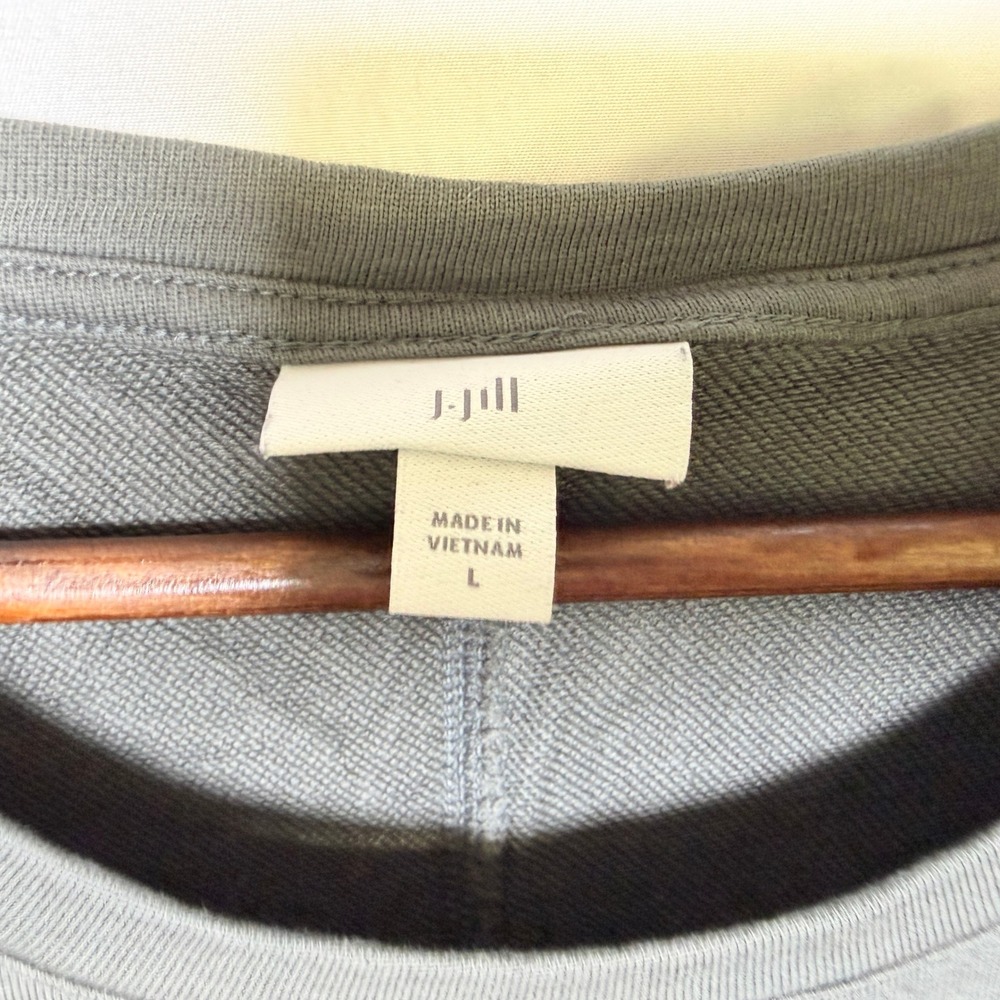 J. Jill Pure Jill Olive Gray Cotton Modal Knit Tunic Dress Button Side Detail L - Picture 4 of 10